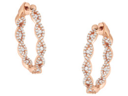 10K Rose Gold Diamond Hoop Earring (1 cttw, H-I Color, I1-I2 Clarity)