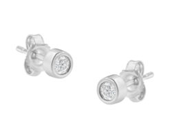 10K White Gold 0.15 Cttw Round Brilliant-Cut Near Colorless Diamond Bezel-Set Stud Earrings (H-I Color, I1-I2 Clarity)
