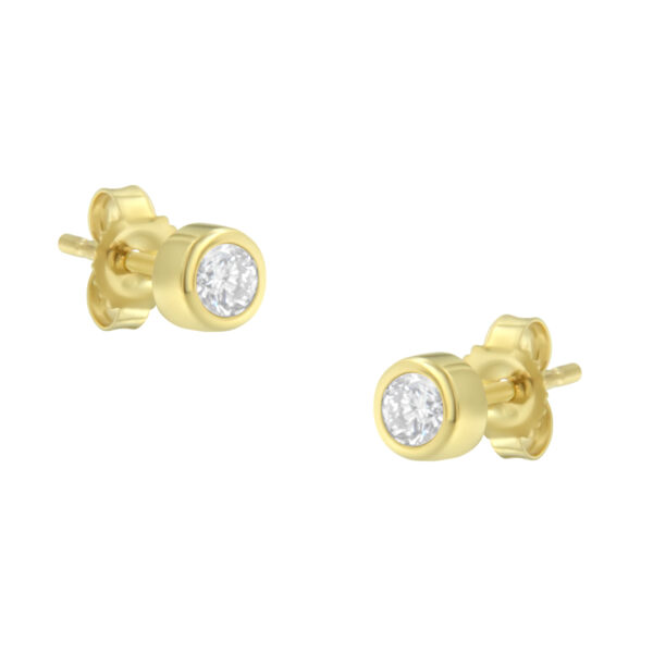 10K Yellow Gold 1/5 Cttw Round Brilliant-Cut Near Colorless Diamond Bezel-Set Stud Earrings (H-I Color, I1-I2 Clarity)