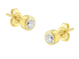 10K Yellow Gold 0.30 Cttw Round Brilliant-Cut Near Colorless Diamond Bezel-Set Stud Earrings (H-I Color, I1-I2 Clarity)