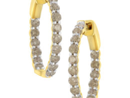 10K Yellow Gold Plated Sterling Silver Diamond Hoop Earrings (2 cttw, K-L Color, I2-I3 Clarity)