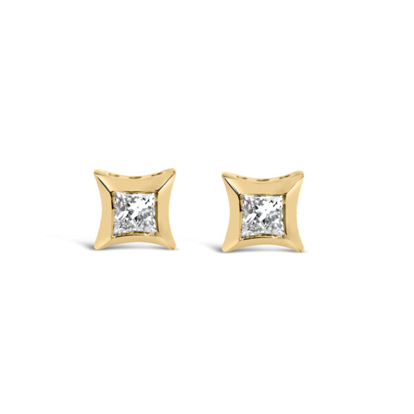 10K Yellow Gold 1/5 Cttw Invisible Set Princess-Cut Diamond Stud Earrings (H-I Color, SI2-I1 Clarity)