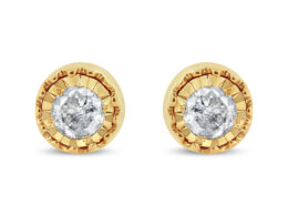 10K Yellow Gold Plated .925 Sterling Silver 3/8 Cttw Diamond Miracle Set Stud Earrings (J-K Color, I3 Clarity)