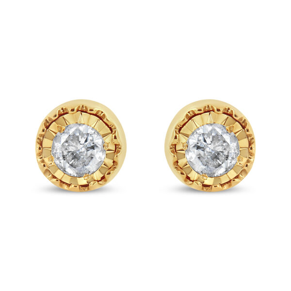10K Yellow Gold Plated .925 Sterling Silver 3/8 Cttw Diamond Miracle Set Stud Earrings (J-K Color, I3 Clarity)