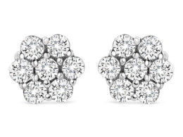 14K White Gold 1/2 cttw Round-Cut Diamond Floral Stud Earrings (I-J Color, SI2-I1 Clarity)