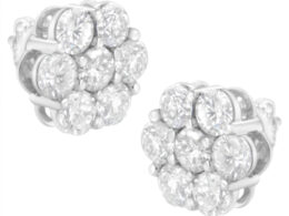14K White Gold 4 cttw Diamond Flower Earring (H-I Clarity, SI2-I1 Color)