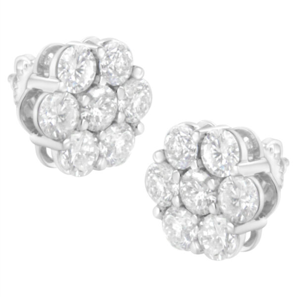 14K White Gold 4 cttw Diamond Flower Earring (H-I Clarity, SI2-I1 Color)