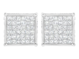 10K White Gold 2ct TDW Princess-Cut Composite Diamond Stud Earring (I-J ,I2-I3)