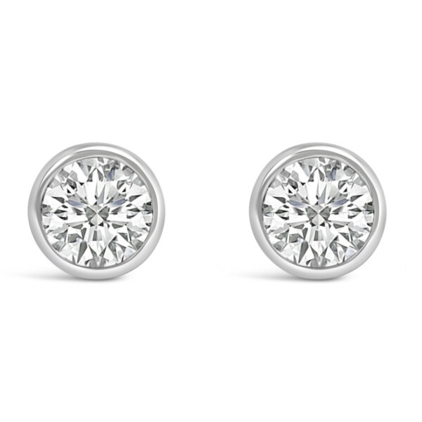 14K White Gold 2.0 Cttw Lab Grown Diamond Screw-Back Classic Bezel Solitaire Stud Earrings (G-H Color, VS2-SI1 Clarity)