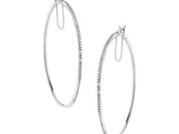.925 Sterling Silver Diamond Accent Medium Sized Hoops Earrings (I-J Color, I2-I3 Clarity)