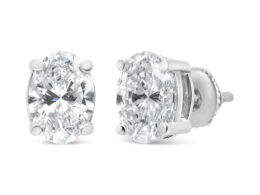 14K White Gold 1.00 Cttw Lab Grown Oval Solitaire Diamond Stud Earrings (F-G Color, VS2-SI1 Clarity)