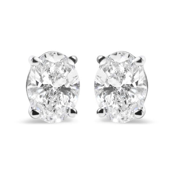 14K White Gold 3/4 Cttw Oval Shape Lab Grown Diamond Solitaire Stud Earrings (F-G Color, VS1-VS2 Clarity)