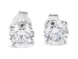 14K White Gold 1 3/4 Cttw Lab Grown Round Brilliant Diamond Solitaire Stud Earring (F-G Color, VS2-SI1 Clarity)