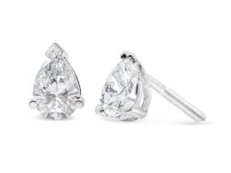 14K White Gold 1.0 Cttw Pear Shape Solitaire Lab Grown Diamond Stud Earrings (F-G Color, VS2-SI1 Clarity)