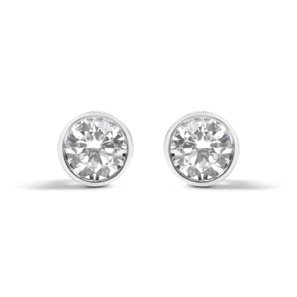 14K White Gold 5/8 Cttw Bezel Set Lab Grown Round Diamond Screw-Back Solitaire Stud Earrings (G-H Color, VS2-SI1 Clarity)