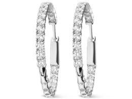 14K White Gold 3.00 Cttw Lab Grown Diamond Inside Out Hoop Earrings (F-G Color, VS1-VS2 Clarity)