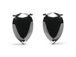 14K White Gold 2.00 Cttw Pear Cut Black Diamond Stud Earrings