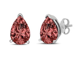 14K White Gold 1/2 Cttw Lab Grown Pink Pear Diamond 3 Prong Set Martini Solitaire Stud Earrings (Pink Color, VS2-SI1 Clarity)