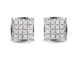10K White Gold 1/2 Cttw Princess Diamond Classic Composite Stud Earrings (I-J Color, I1-I2 Clarity)