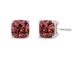 14K White Gold 1 1/2 Cttw Lab Grown Pink Cushion 4-Prong Set Classic Diamond Solitaire Stud Earrings (Pink Color, VS1-VS2 Clarity)