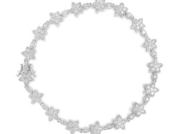 14K White Gold 1 1/5 Cttw Round Diamond Flower Blossom Link Bracelet (H-I Color, SI1-SI2 Clarity) - Size 7"