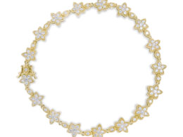 14K Yellow Gold 1 1/5 Cttw Round Diamond Floral Star-Shaped Link Bracelet (H-I Color, SI1-SI2 Clarity) -Size 7"