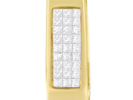 14K Yellow Gold Princess Cut Diamond Bar Halo Pendant Necklace (0.30 cttw, H-I Color, SI1-SI2 Clarity)