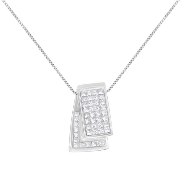14KT White Gold Diamond Box Pendant Necklace (1 cttw, H-I Color, SI2-I1 Clarity)