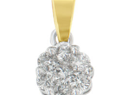 14K Two-Toned Gold Round Cut Diamond Circle Halo Pendant Necklace (1.00 cttw, H-I Color, I1-I2 Clarity)