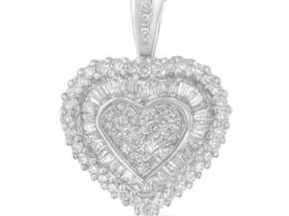 10K White Gold 1 cttw Multi Cut 1 cttw Diamond Heart Pendant Necklace (H-I, I1-I2)