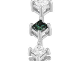 14K White Gold 1 cttw Treated Blue and White Princess Cut Diamond Pendant Necklace (H-I, I1-I2)