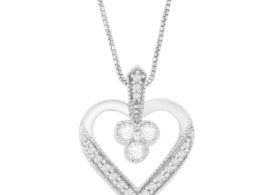 14K White Gold Princess Cut Diamond Forever Love Heart Pendant Necklace (0.30 cttw, H-I Color, SI2-I1 Clarity)