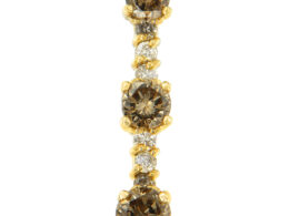 14K Yellow Gold 1 cttw White and Champagne Round Cut Diamond Drop Pendant Necklace (I-J, I1-I2)