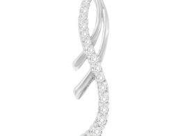 14K White Gold Round Cut Diamond Double-Loop Ribbon Pendant Necklace (0.5 cttw, I-J Color, I2-I3 Clarity)