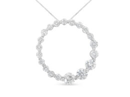 10K Yellow Gold Round Cut Diamond Circle Sparkle Pendant Necklace (1.00 cttw, H-I Color, I1-I2 Clarity)