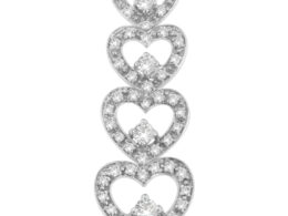 10K White Gold Round Cut Diamond Hearts of Love Pendant Necklace (0.50 cttw, H-I Color, I1-I2 Clarity)
