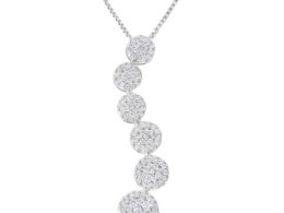 14K White Gold 1 cttw Diamond Cluster Journey Pendant Necklace (H-I, I1-I2)