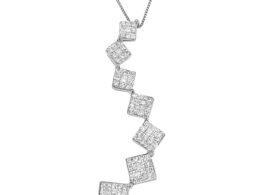10K White Gold 1 cttw Diamond Snake Curved Pendant Necklace (H-I, I1-I2)
