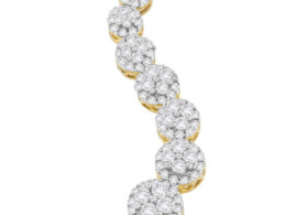 10K Yellow Gold Round Cut Diamond Journey Circle Pendant Necklace (1.00 cttw, H-I Color, I1-I2 Clarity)