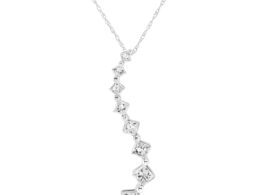 14K White Gold 2.00 Cttw Princess-cut and Baguette-Cut Diamond Journey 18" Pendant Necklace (H-I Color, SI2-I1 Clarity)