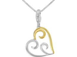 10K Yellow Gold Flashed .925 Sterling Silver Heart-Shaped Pendant Necklace