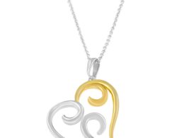10K Yellow Gold Over .925 Sterling Silver Open Heart with Swirls 18" Box Chain Pendant Necklace