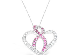 14K White Gold 1ct. TGW Diamond And Pink Sapphire Gemstone Pendant Necklace (G-H, SI2-I1)