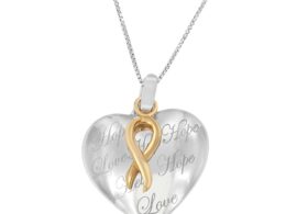 10K Yellow Gold Over Silver Heart Pendant Necklace