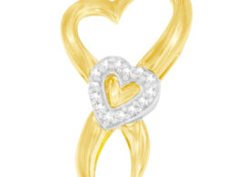 10K Two-Tone Gold 1/10 cttw Diamond Heart Pendant Necklace (H-I, I1-I2)