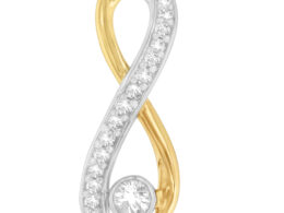 10K Two-Tone Gold 1/5 cttw Diamond Radiant Ribbon Pendant Necklace (H-I, I1-I2)