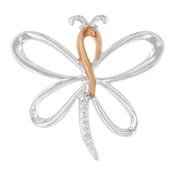 10K Rose Gold over .925 Sterling Silver Diamond-Accented Dragonfly 18" Pendant Necklace (H-I Color, I1-I2 Clarity)