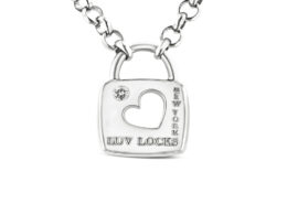.925 Sterling Silver Diamond Accent Open Heart Love Lock Pendant 18" Necklace (I2-I3 Clarity, H-I Color)