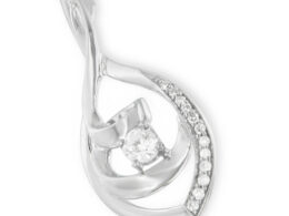 10K White Gold 1/4 Cttw Brilliant-Cut Round Diamond Spiral Link 18" Pendant Necklace (I-J Color, I2-I3 Clarity)