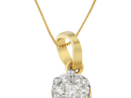 14K Yellow Gold Round Cut Diamond Circle Pendant Necklace (1/3 cttw, H-I Color, I1-I2 Clarity)